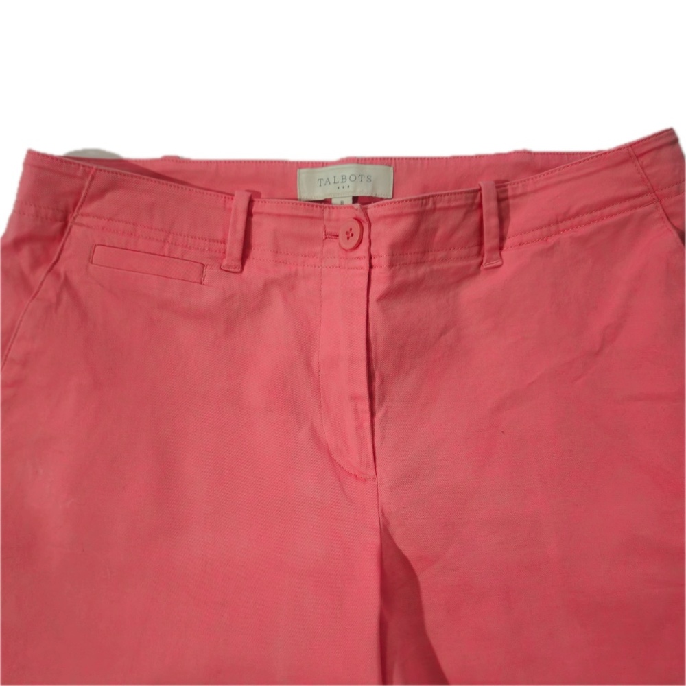 Talbots Shorts Womens 8 Coral Chino Flat Front Slash Pockets Zip - Picture 4 of 6